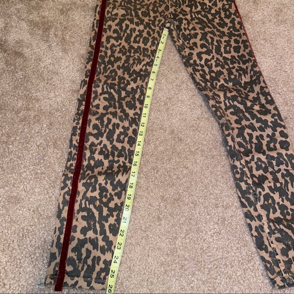 ZARA leopard print skinny jeans burgundy striped - Picture 8 of 11